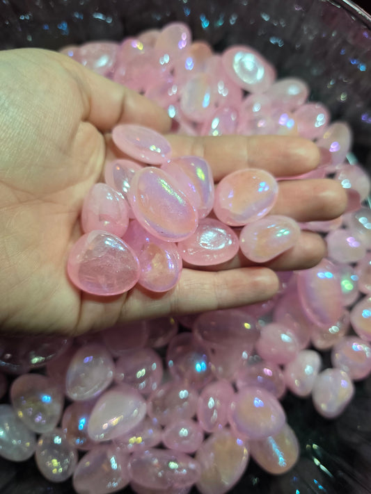 Aura Pink Rose Quartz Tumble