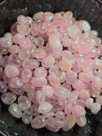 Aura Pink Rose Quartz Tumble