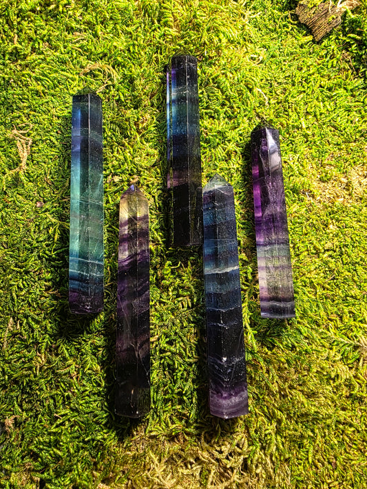 Thin Rainbow Fluorite Tower