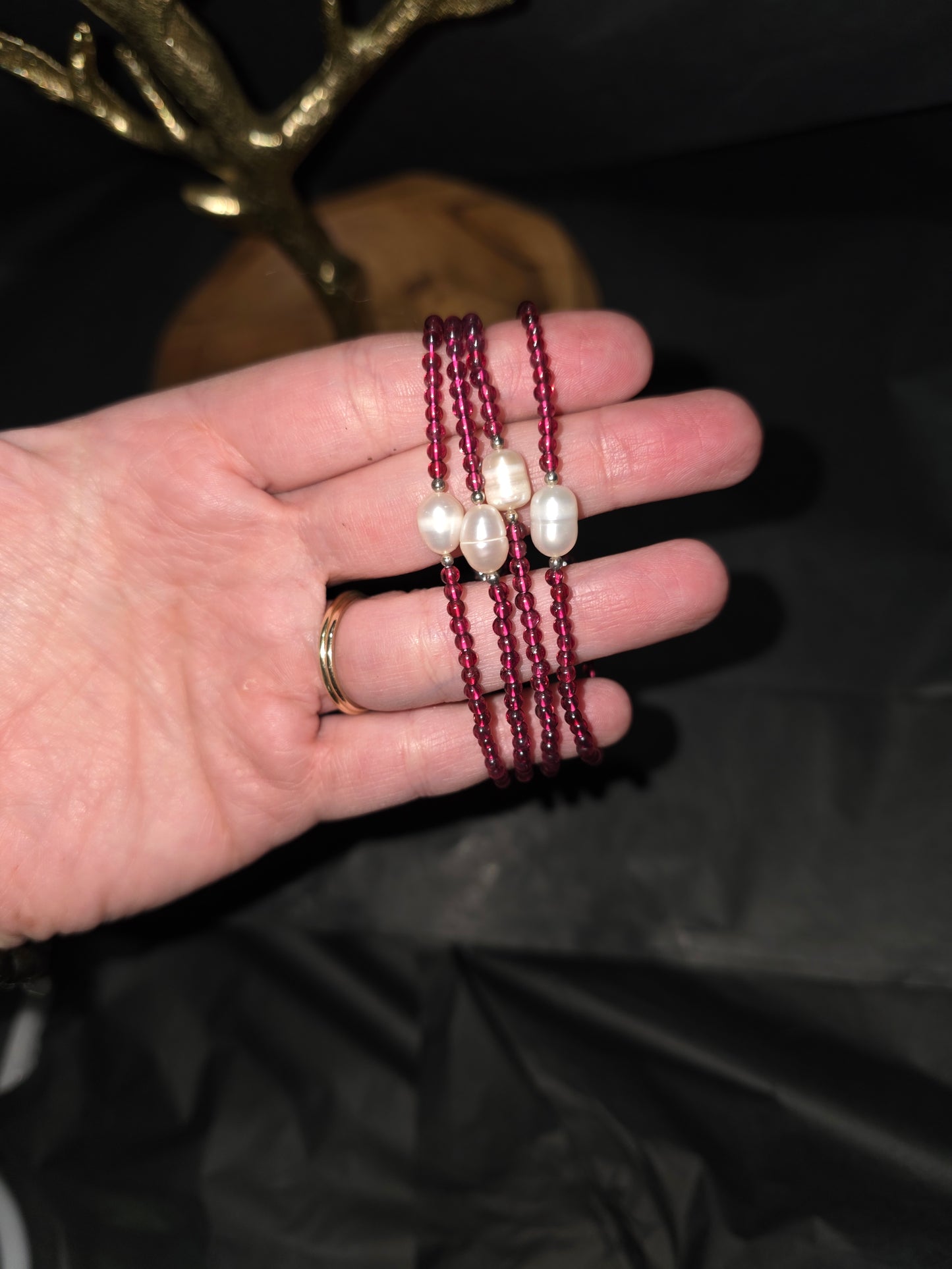 Red Garnet and Pearl Bracelet