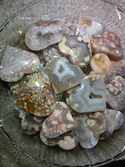Sakura Flower Agate Heart