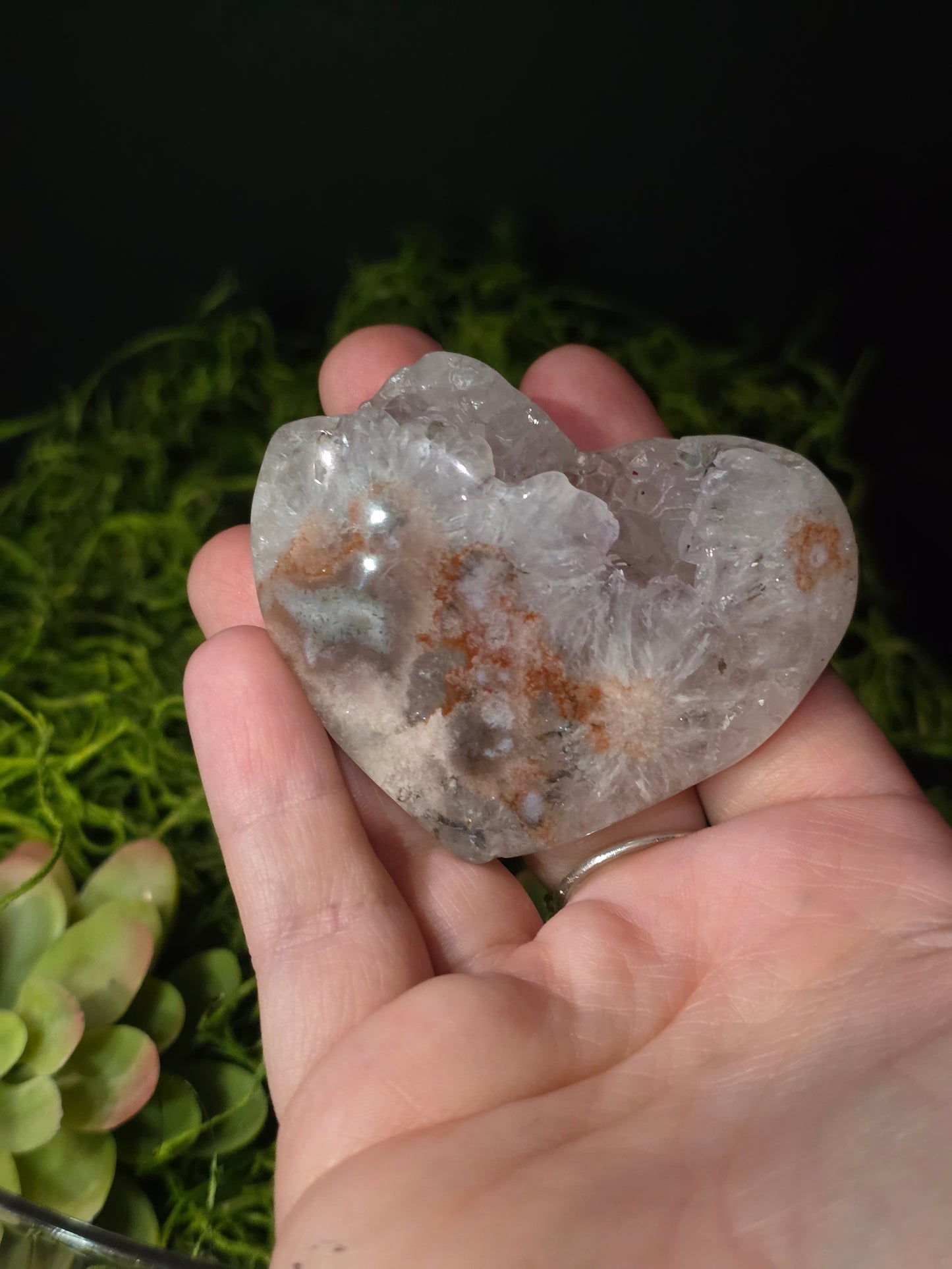 Sakura Flower Agate Heart